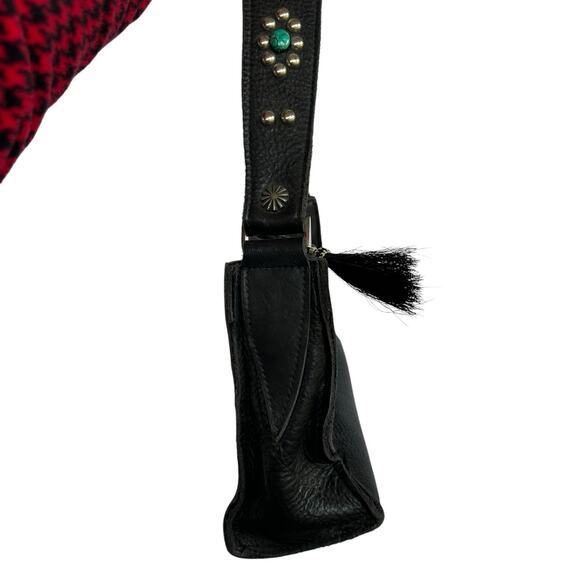 Eternal Perspective Cross Shoulder Bag Bison Leather Turquoise Beads Horse Hair - Picture 4 of 9